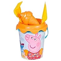 SIMBA-40248 Cubo de Playa Peppa Pig con Pala- rastrillo- Molde y tamiz- 17 cm (40248)